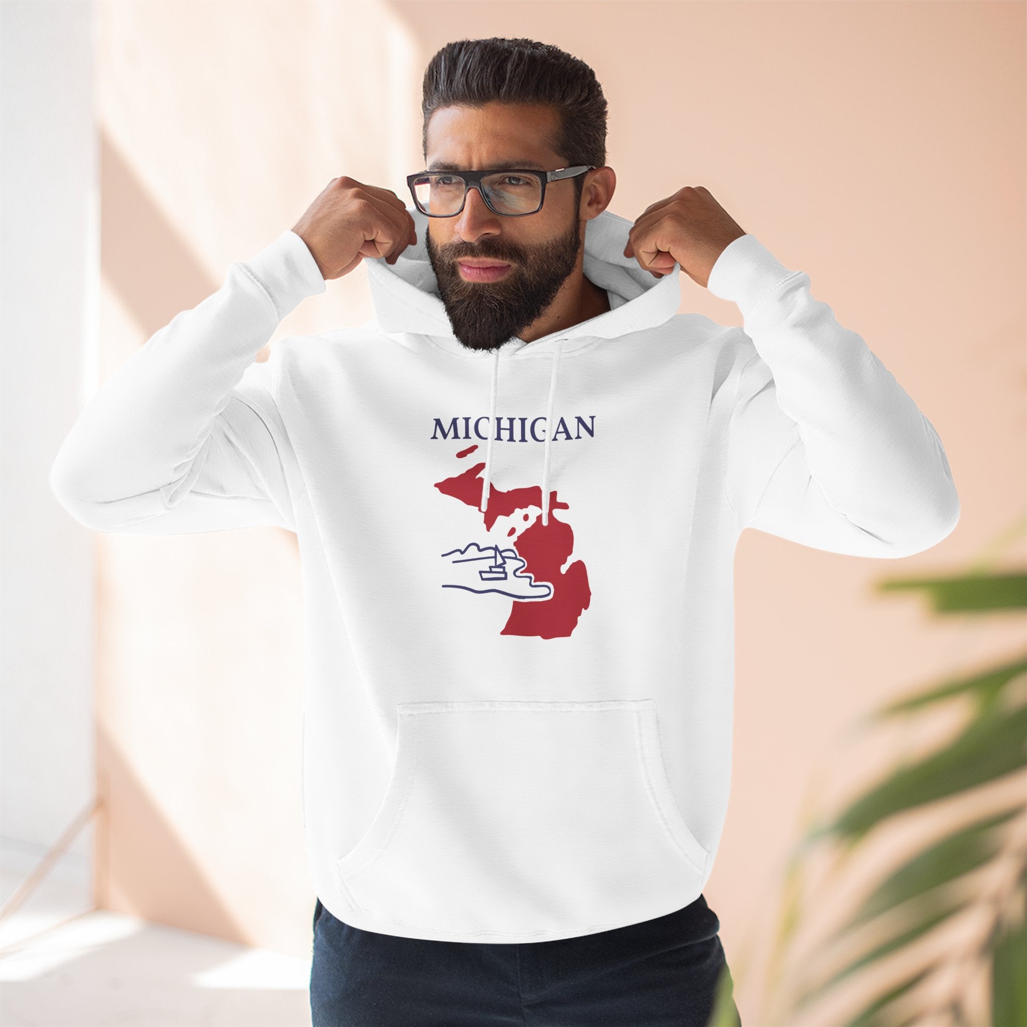 Michigan Pride Unisex White Hoodie for Winter Glamour