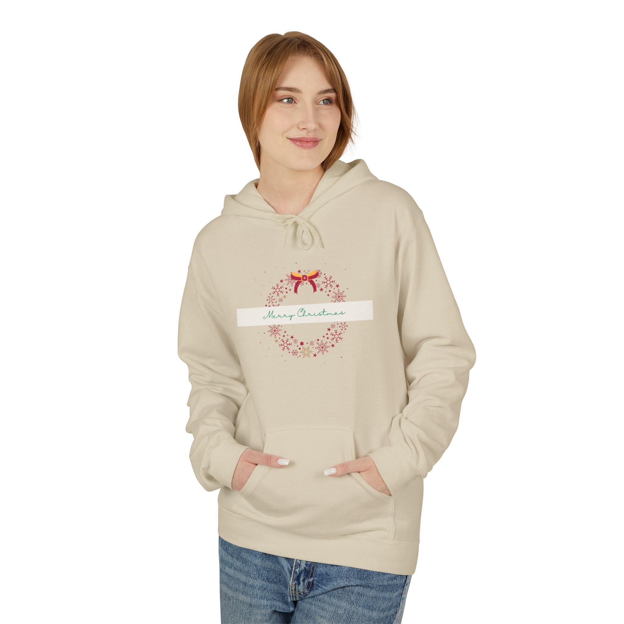 Christmas Wreath Couple Hoodie — Merry & Bright Holiday Pullover