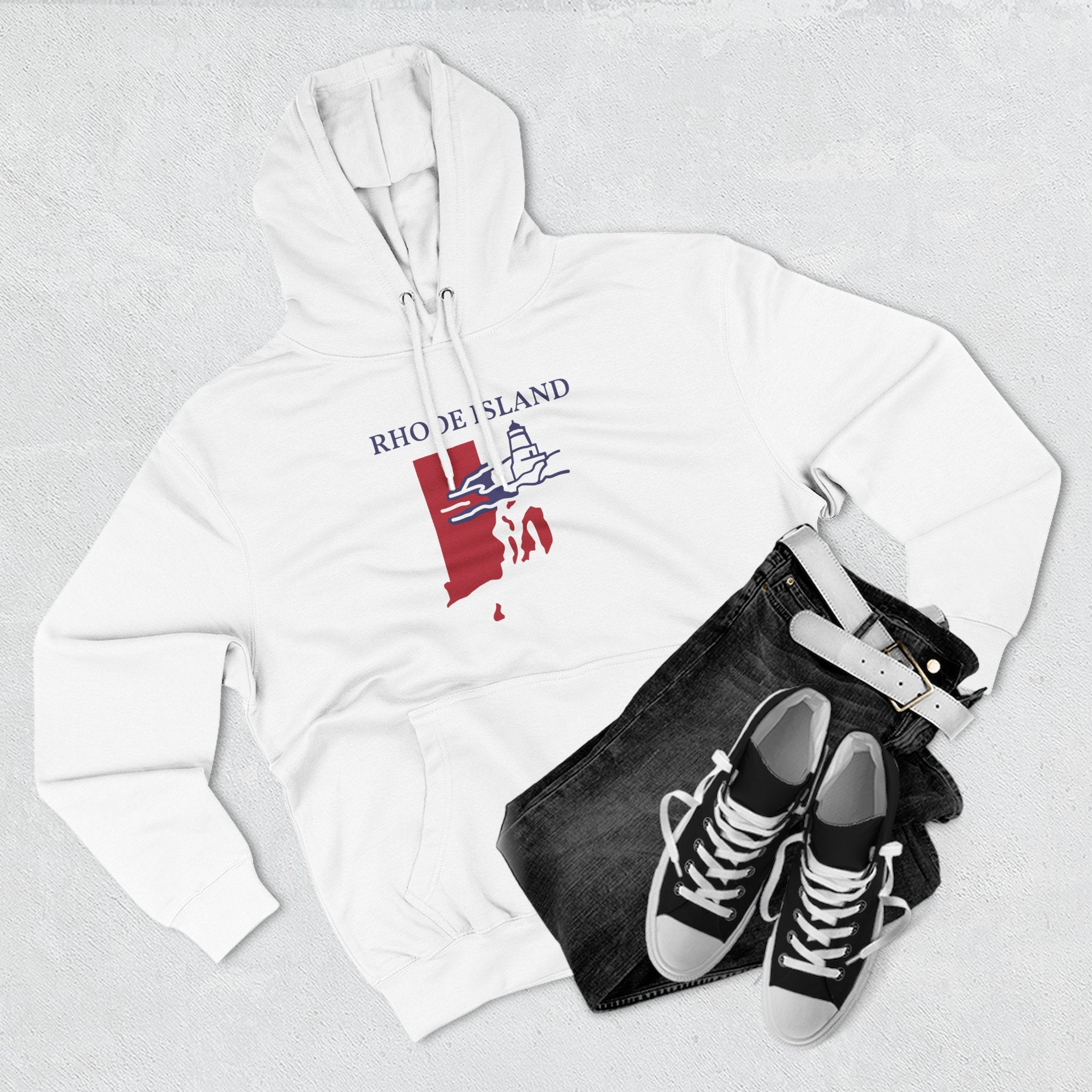 Rhode Island Pride Unisex White Hoodie for Winter Glamour