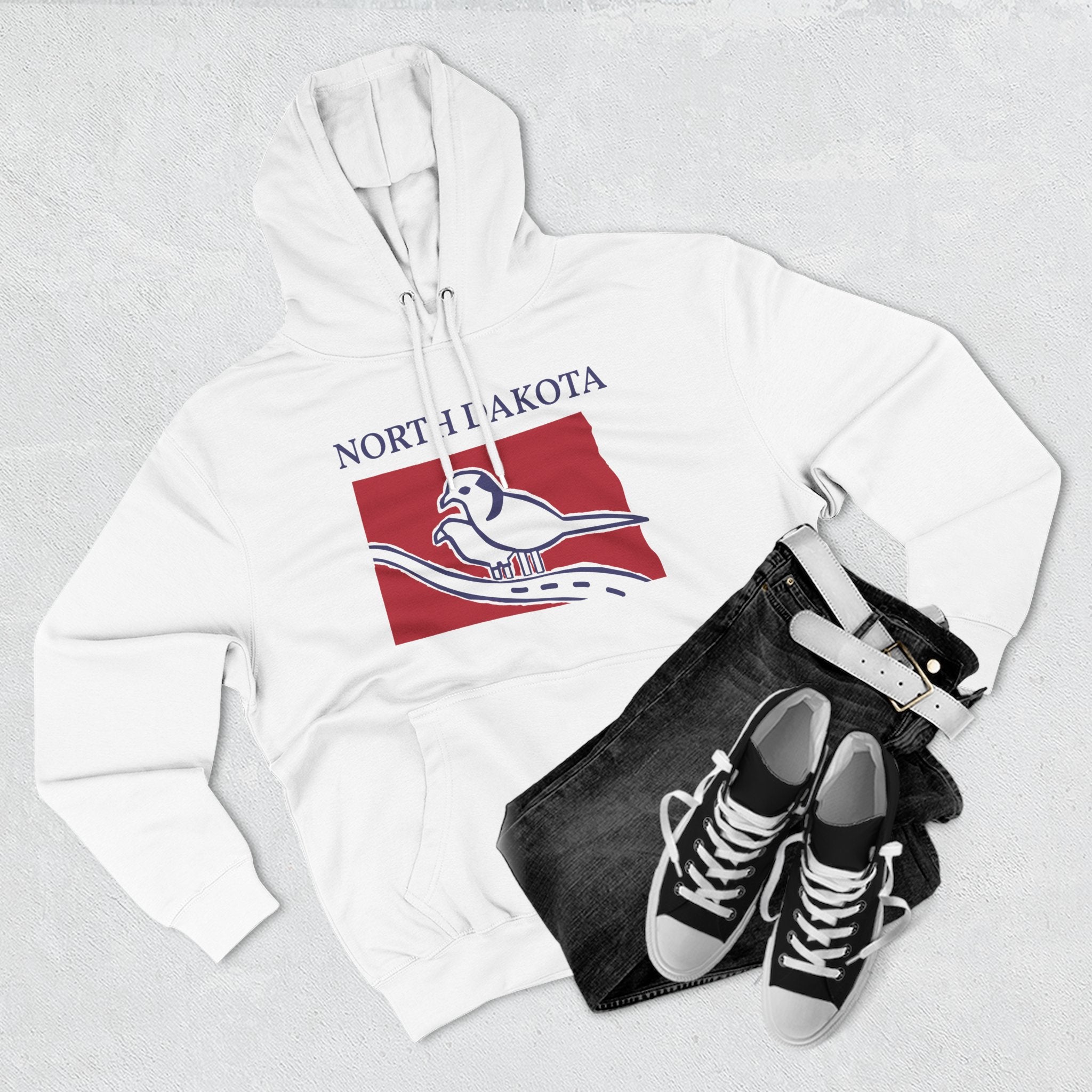 North Dakota Pride Unisex White Hoodie for Winter Glamour