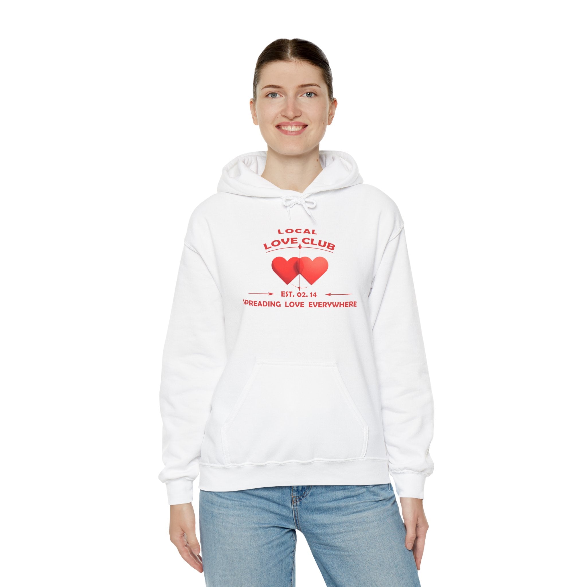 Local Love Club Hoodie for Couples — "Local Love Club" Heart Graphic Pullover