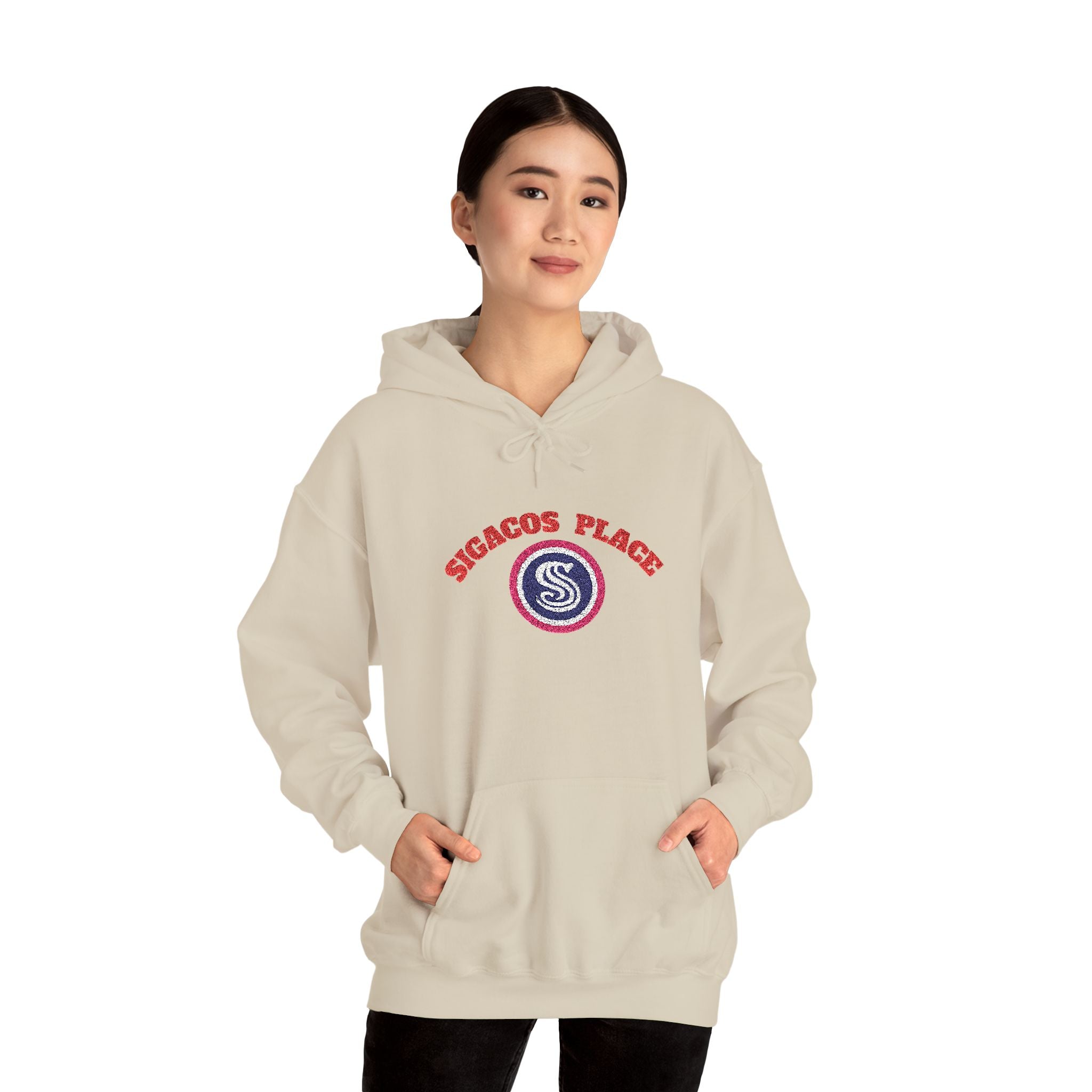 Embroidered unisex "Sigacos Place" sweatshirt - Heavy Blend™ Hooded Sweatshirt