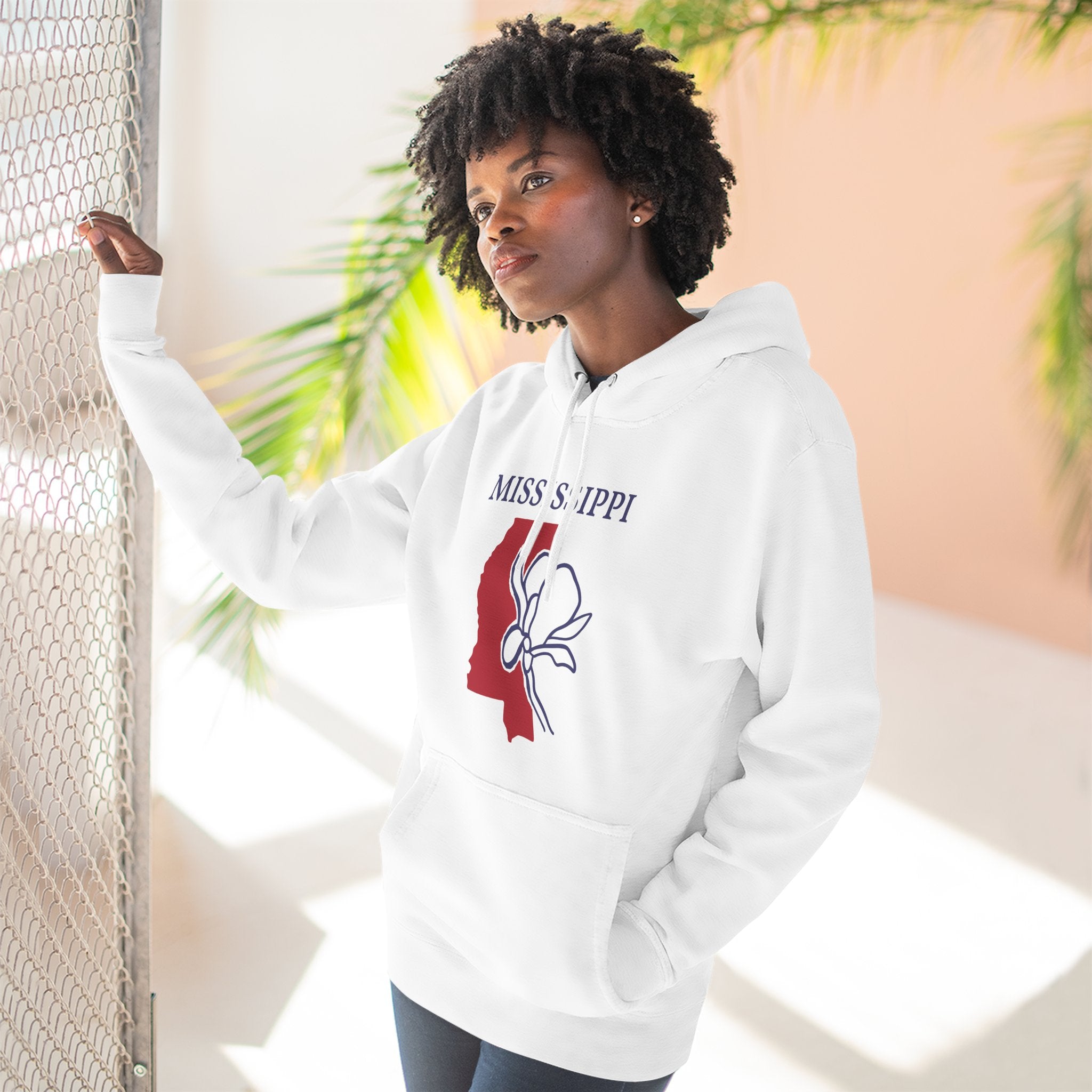 Mississippi Pride Unisex White Hoodie for Winter Glamour