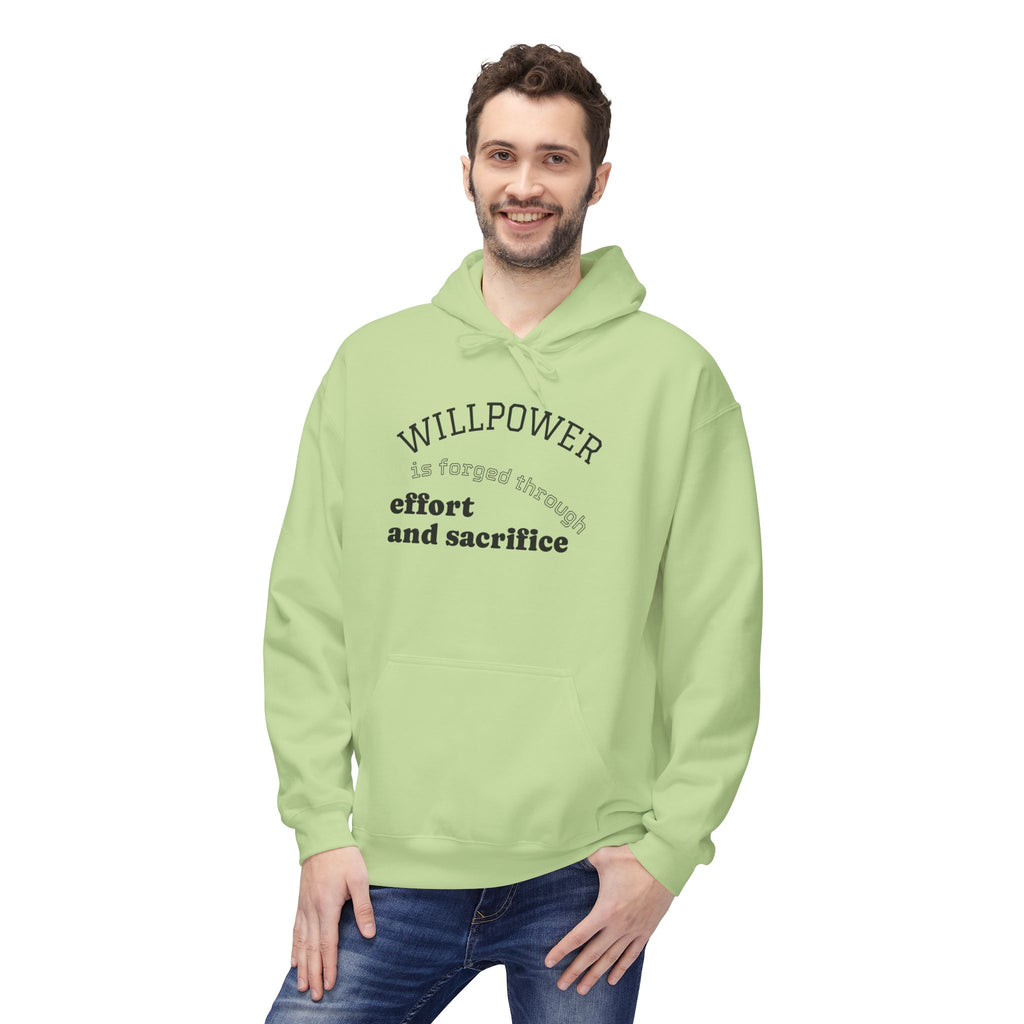 Willpower Eco-Friendly Hooded Sweatshirt | Motivational Pullover for Fitness Enthusiasts, Perfect for Gym, Casual Wear, and Gifts