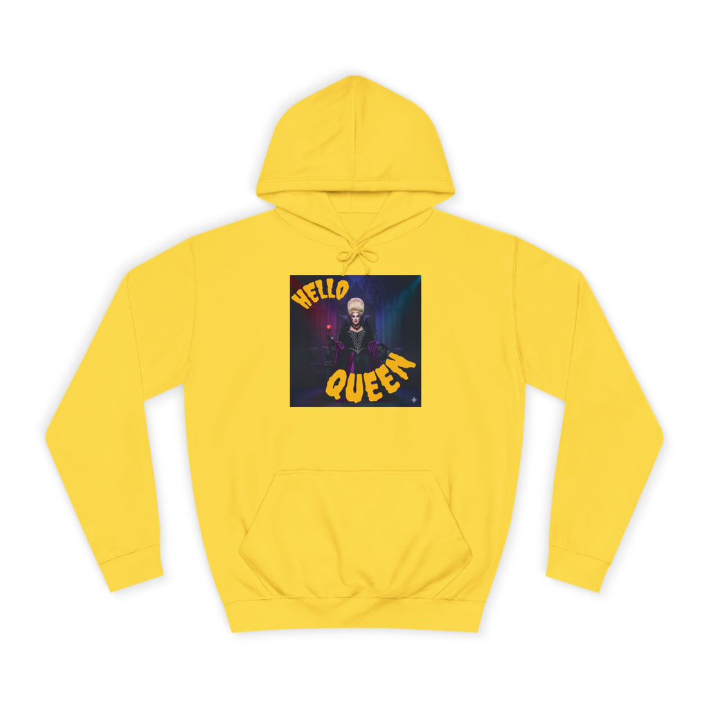Hello Queen Yellow Unisex College Hoodie Yellow - Fun, Stylish Sweatshirt for Students, Perfect Gift, Casual Wear, Streetwear