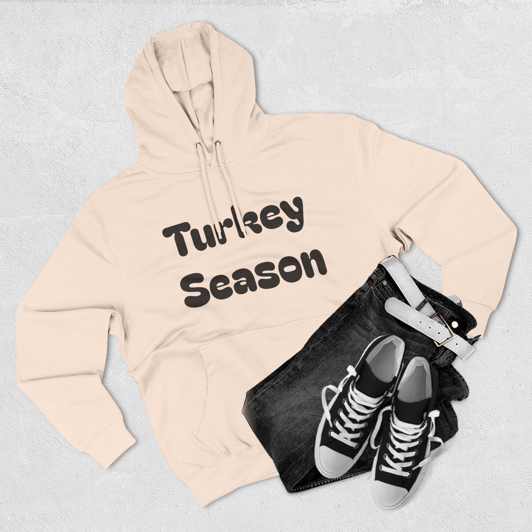 Thanksgiving Turkey Hoodie, Turkey on the defensive, Funny Fleece Sweatshirt, Fall Apparel, Holiday Gift, Autumn Fashion, Cozy Wear