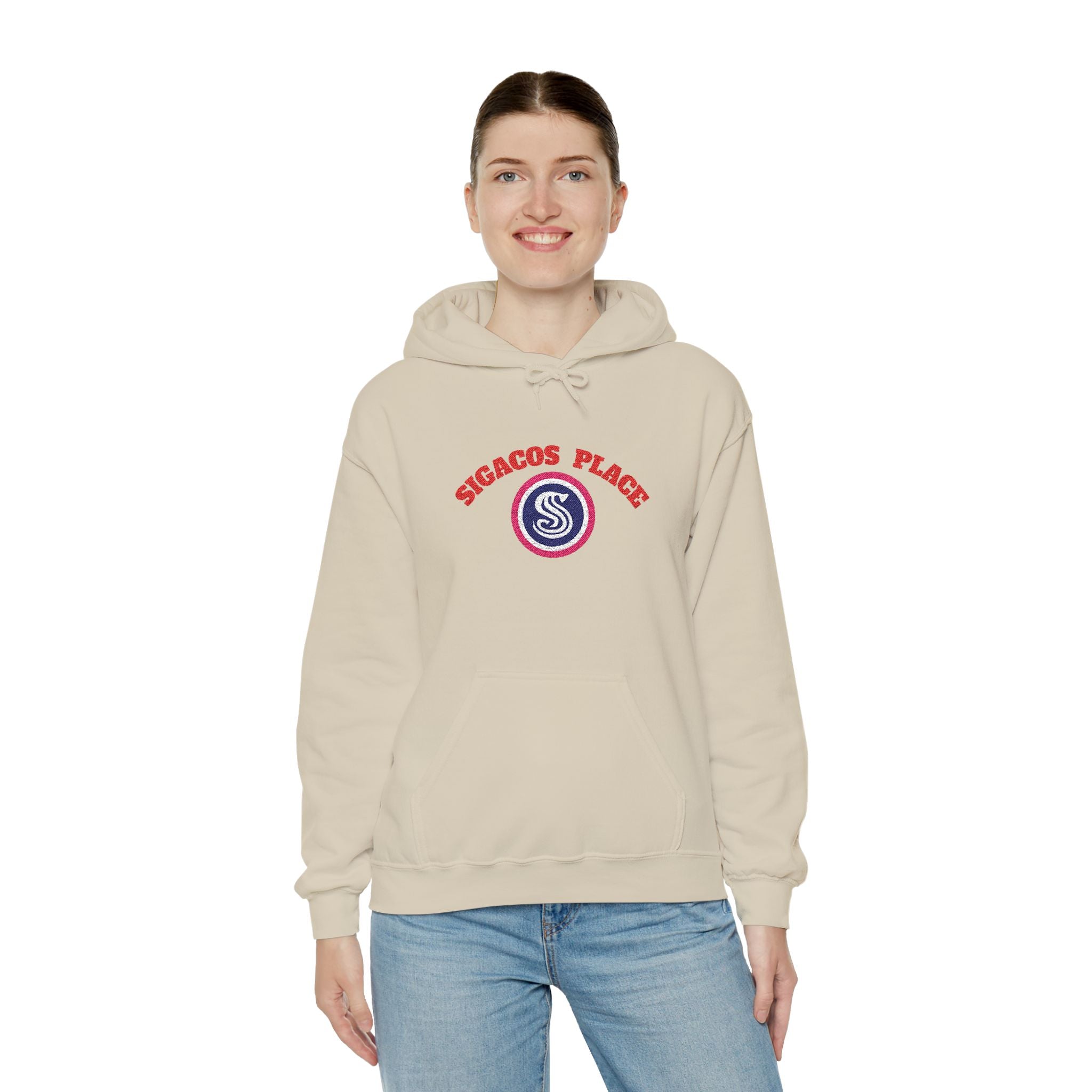 Embroidered unisex "Sigacos Place" sweatshirt - Heavy Blend™ Hooded Sweatshirt