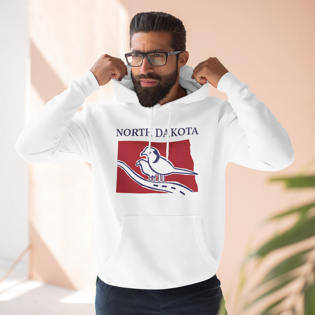 North Dakota Pride Unisex White Hoodie for Winter Glamour
