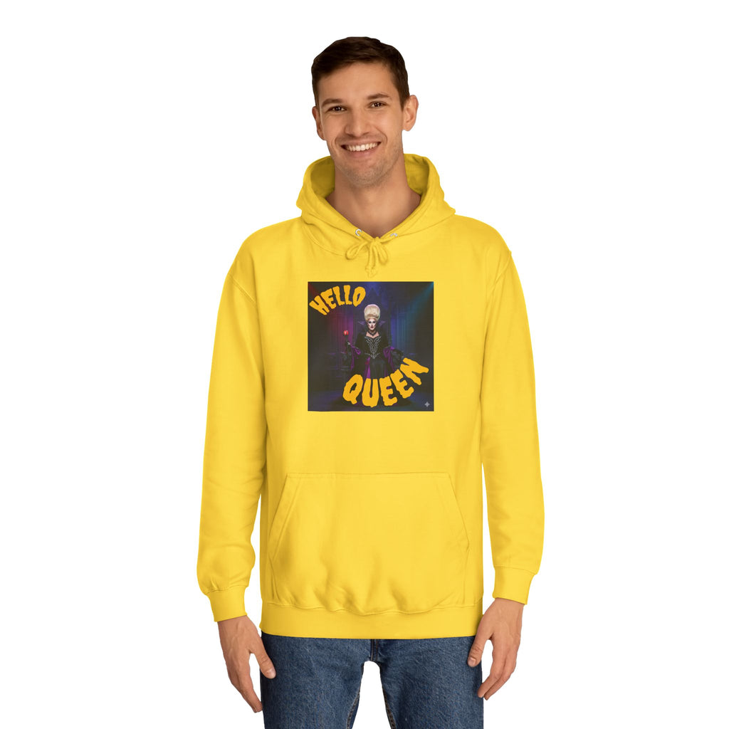 Hello Queen Yellow Unisex College Hoodie Yellow - Fun, Stylish Sweatshirt for Students, Perfect Gift, Casual Wear, Streetwear
