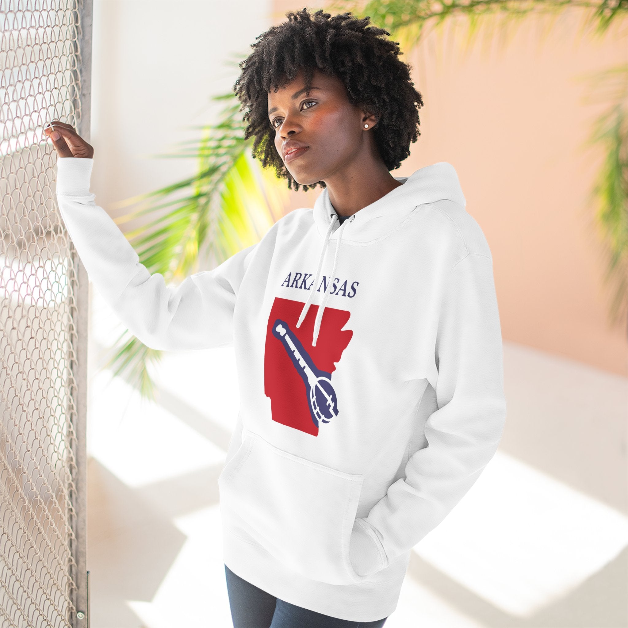 Arkansas Pride Unisex White Hoodie for Winter Glamour