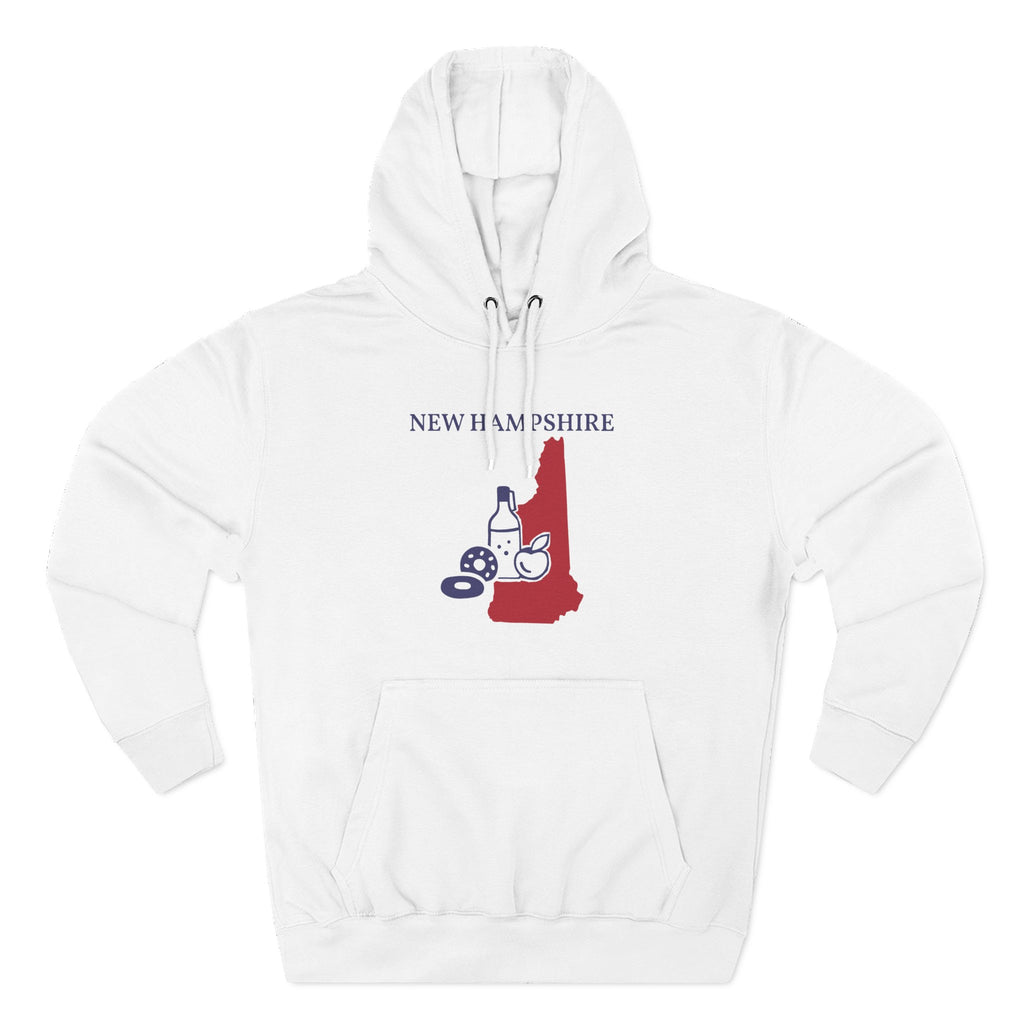 Sudadera blanca unisex con capucha New Hampshire Pride para un look invernal glamuroso