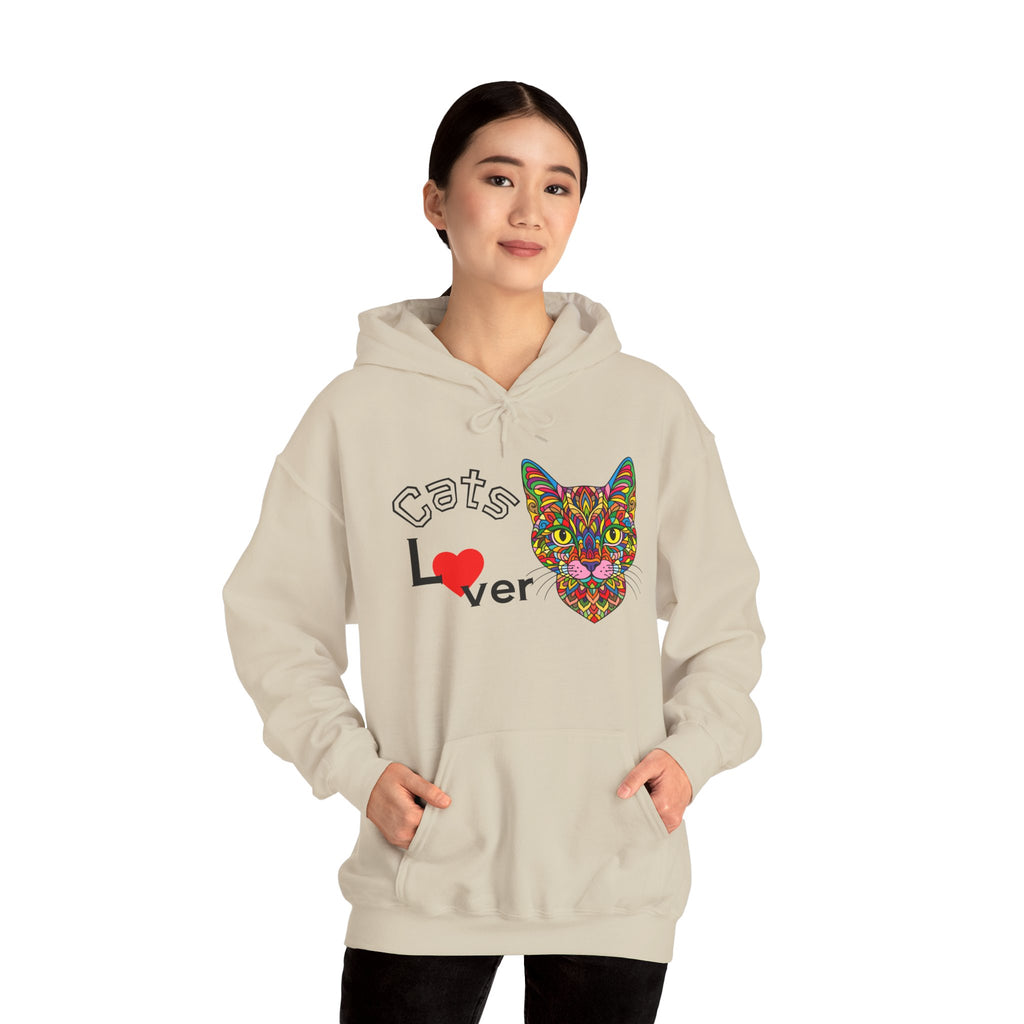Colorful Cats Lover Hoodie, Unisex Sweatshirt, Cozy Fashion, Nature Lover Gift, Fall Apparel, Eco-Friendly Clothing, Cats lover